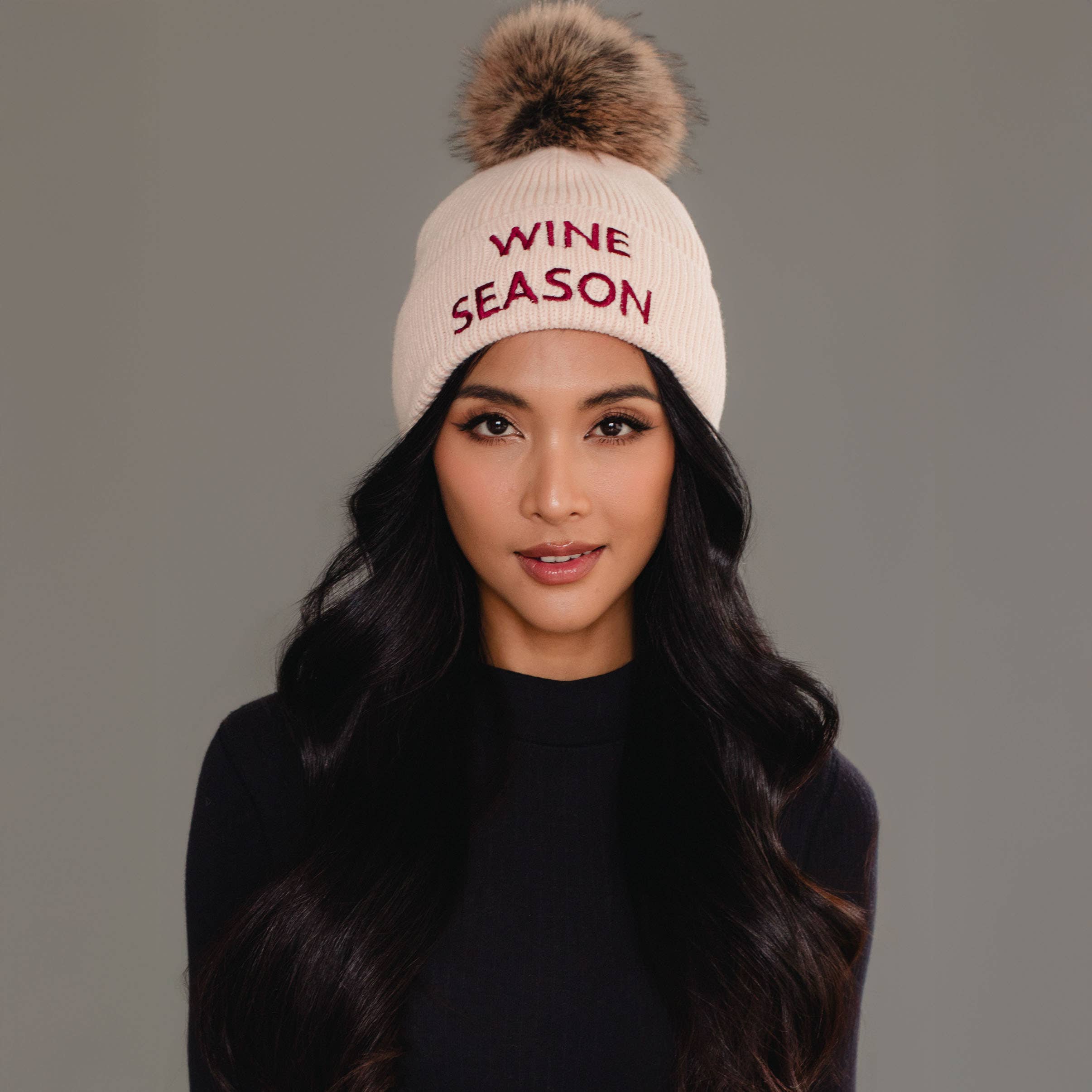 Blush Wine Season Pom Hat