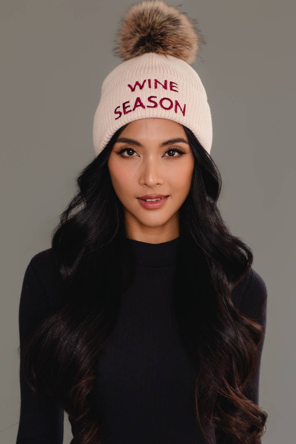 Blush Wine Season Pom Hat