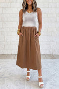 Mix Patchwork Contrast Striped Patchwork Maxi Dress