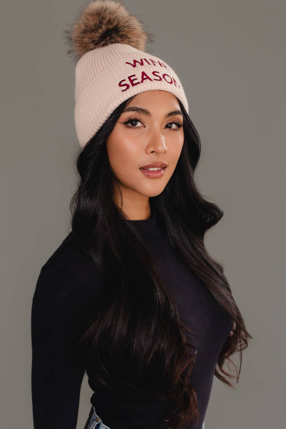 Blush Wine Season Pom Hat
