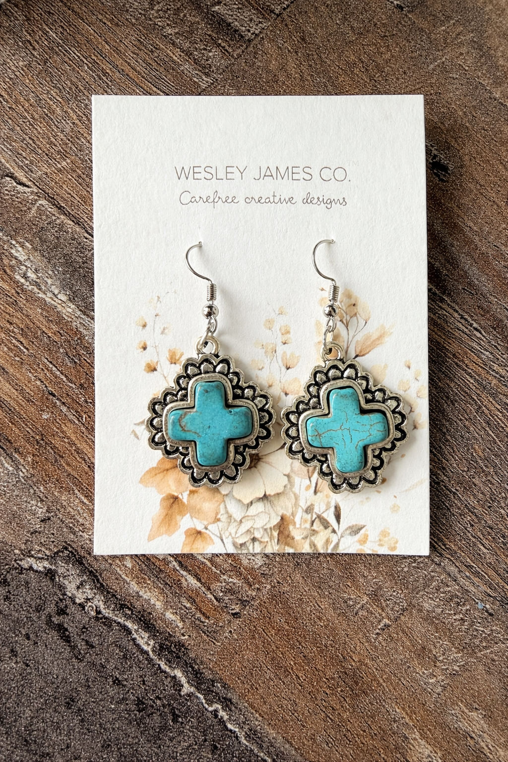 Turquoise Cross Drop Earrings