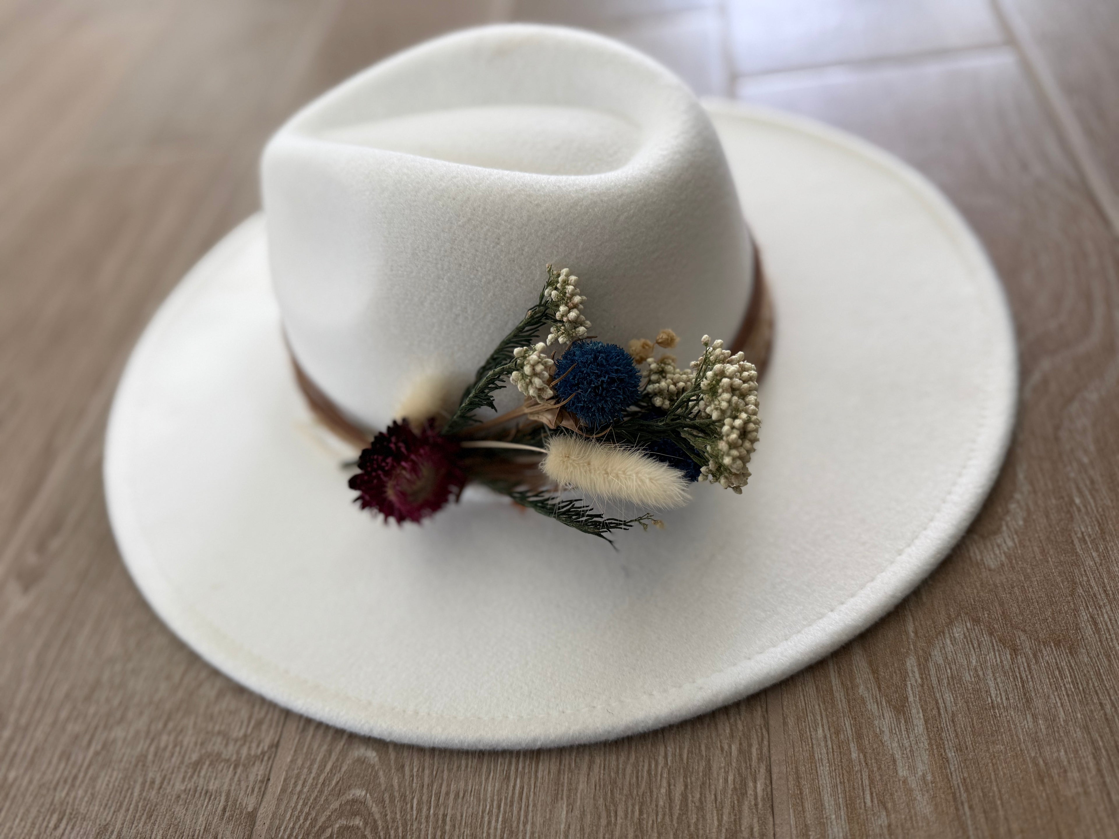 White Flat Brim Fedora