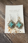Turquoise Cross Drop Earrings