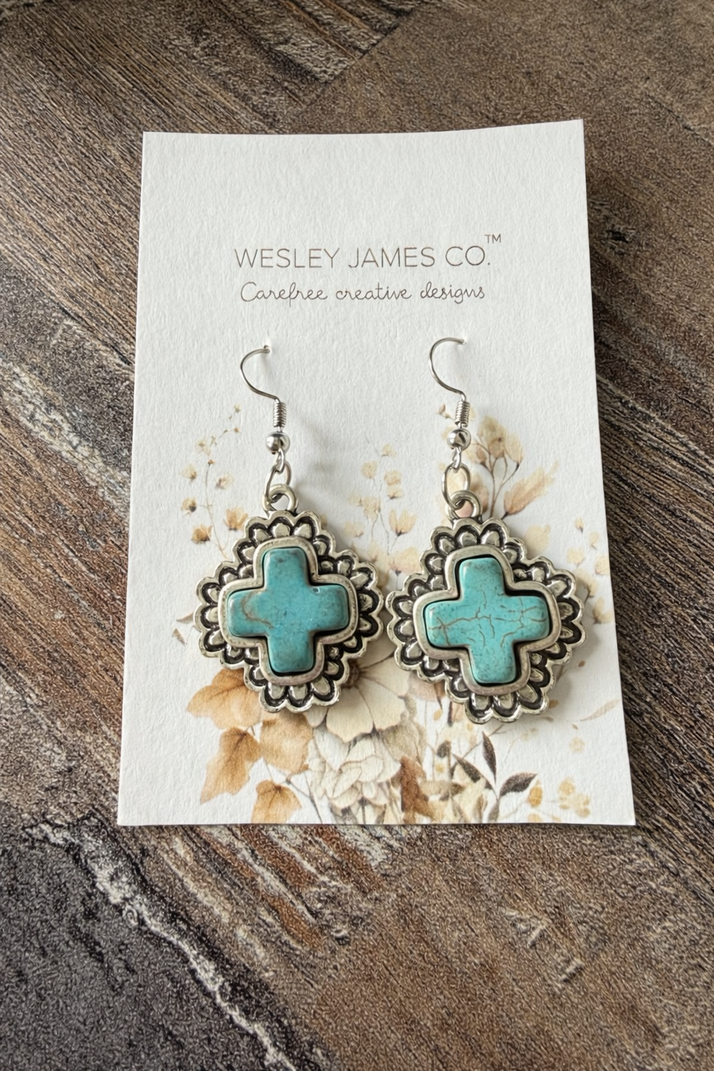 Turquoise Cross Drop Earrings