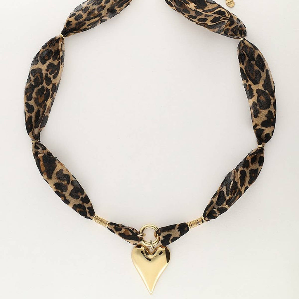 Leopard Heart Scarf Necklace