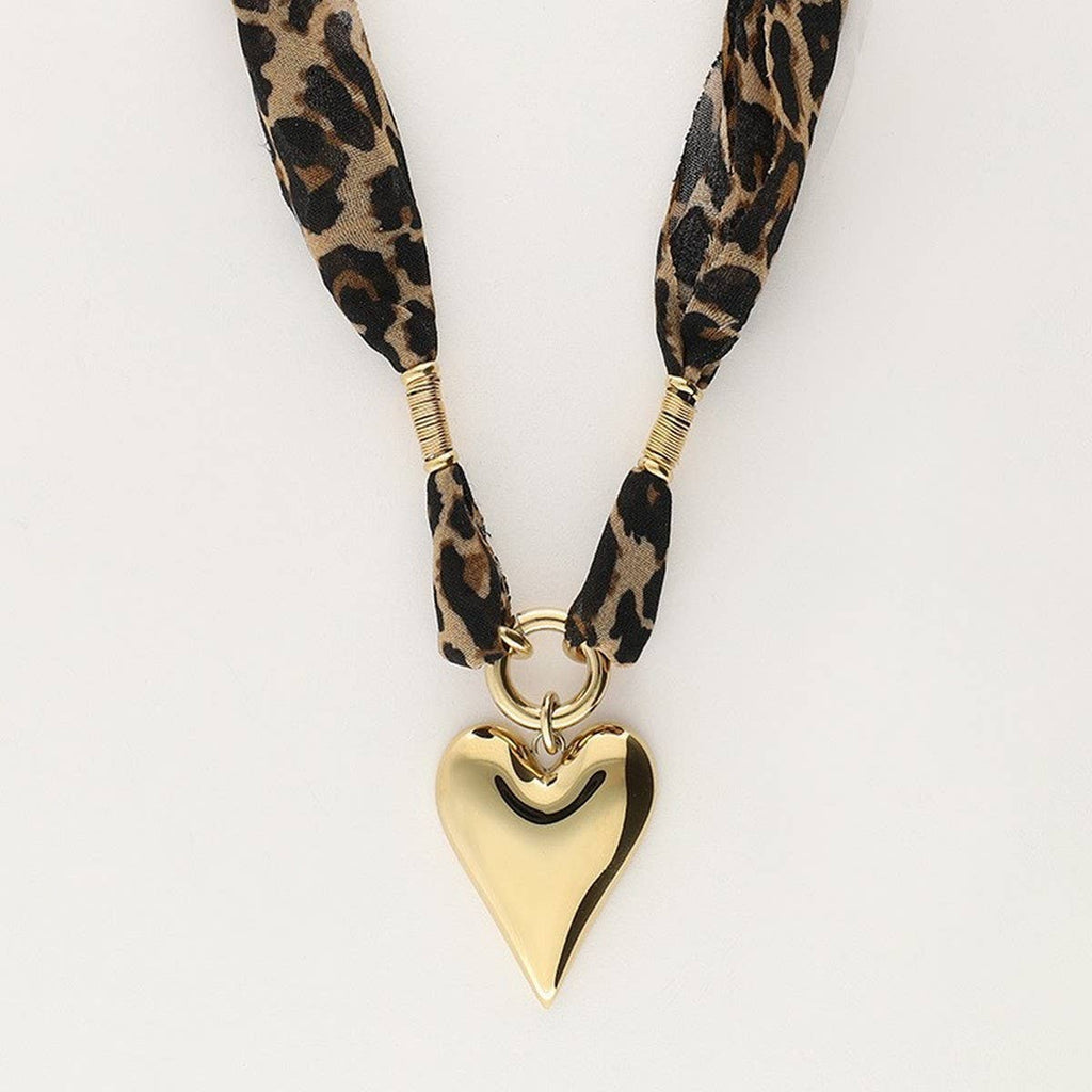 Leopard Heart Scarf Necklace