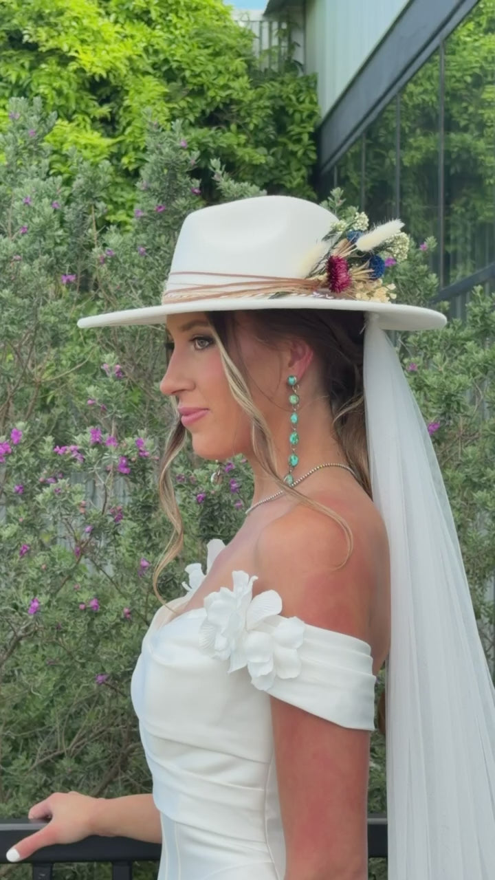 White Flat Brim Fedora